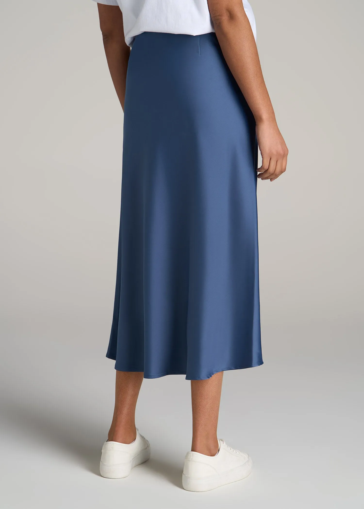 Pull-On Satin Midi Skirt for Tall Women in Steel Blue sold by American Tall product image thumbnail 5