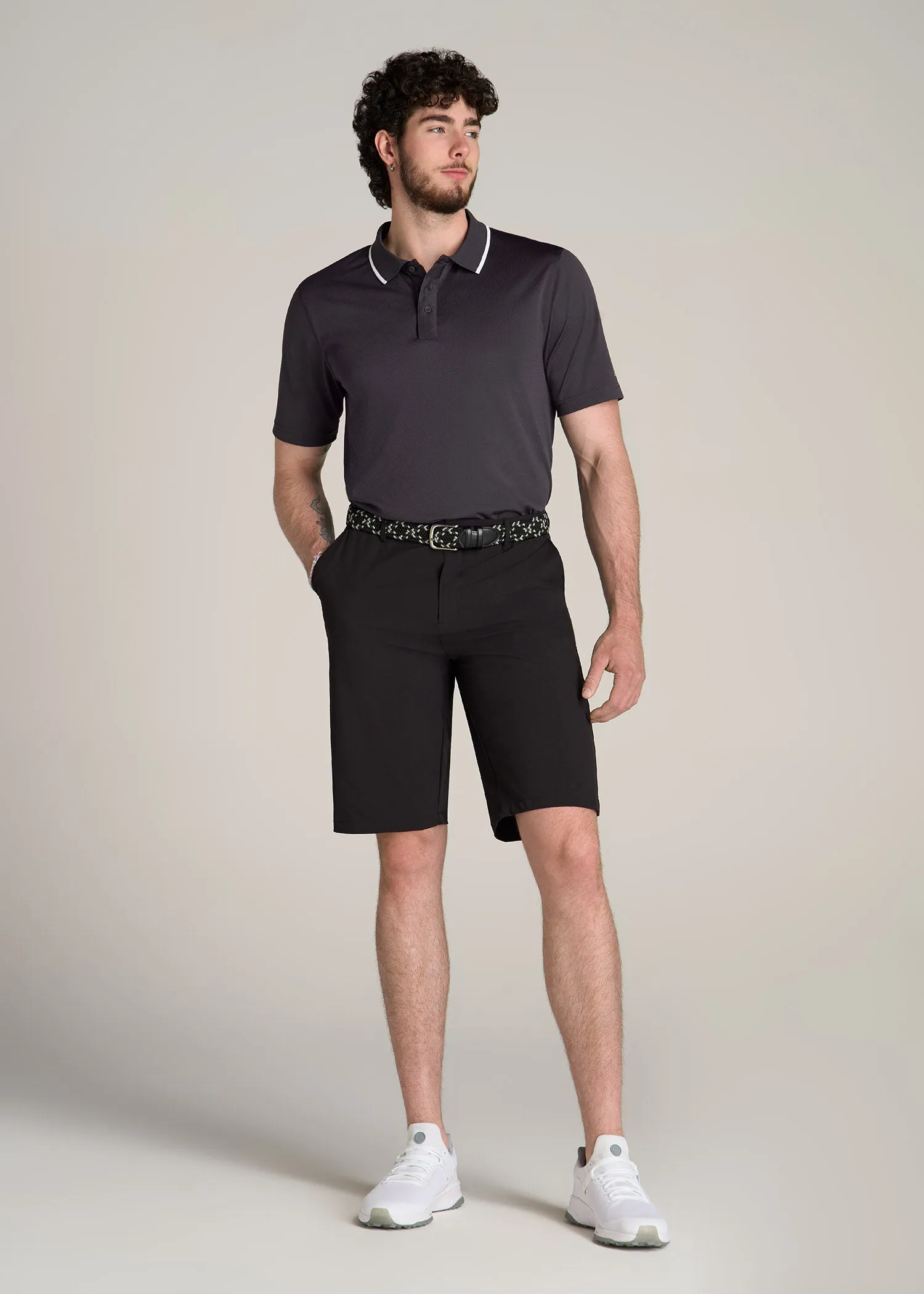 A.T. Performance Tipped Golf Polo for Tall Men in Charcoal sold by American Tall product image thumbnail 4