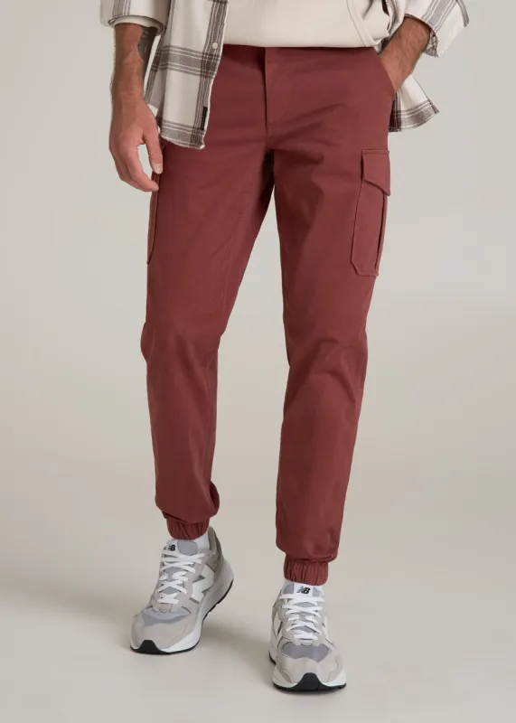TAPERED-FIT Stretch Cotton Cargo Jogger Pants for Tall Men in Intense Rust sold by American Tall