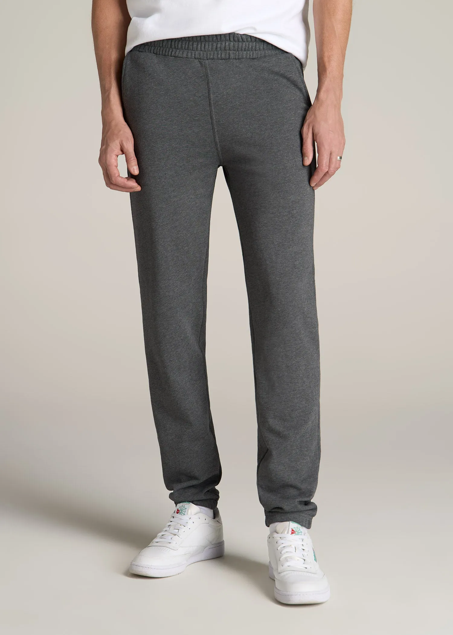Wearever French Terry Sweatpants for Tall Men in Charcoal Mix sold by American Tall