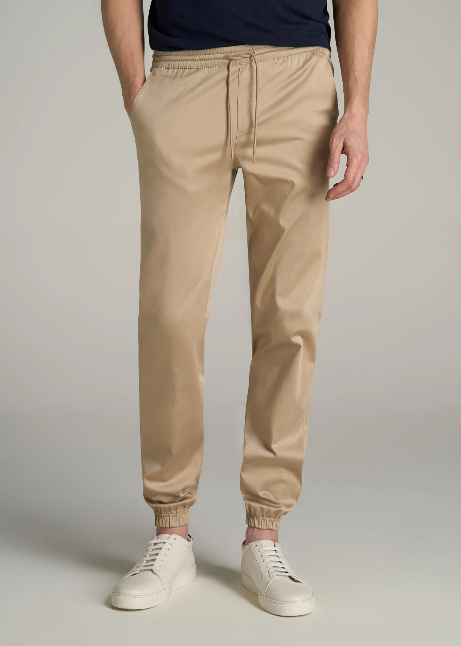 Stretch Twill Jogger Pants for Tall Men in Desert Khaki sold by American Tall