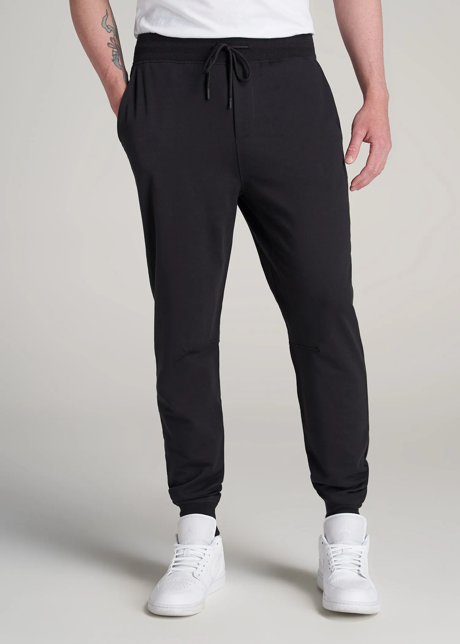 A.T. Performance Slim French Terry Joggers for Tall Men in Black sold by American Tall