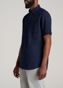 Seersucker Tall Men's Short Sleeve Shirt in Navy sold by American Tall