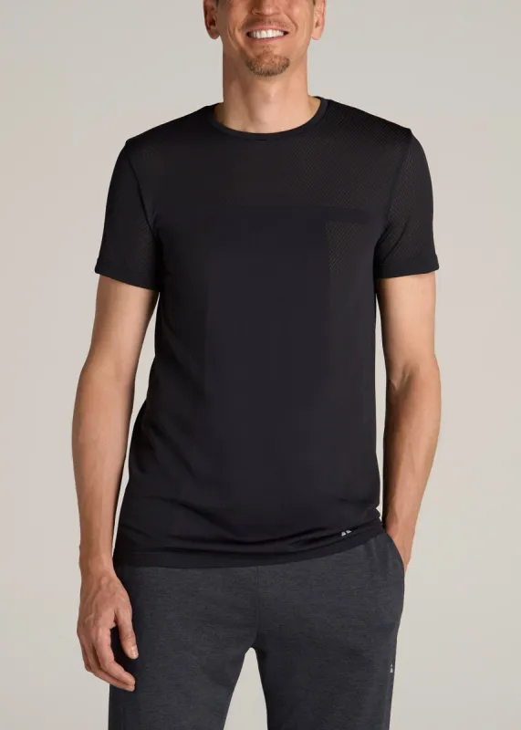A.T. Performance Modern Fit Engineered Athletic Tee for Tall Men in Black sold by American Tall