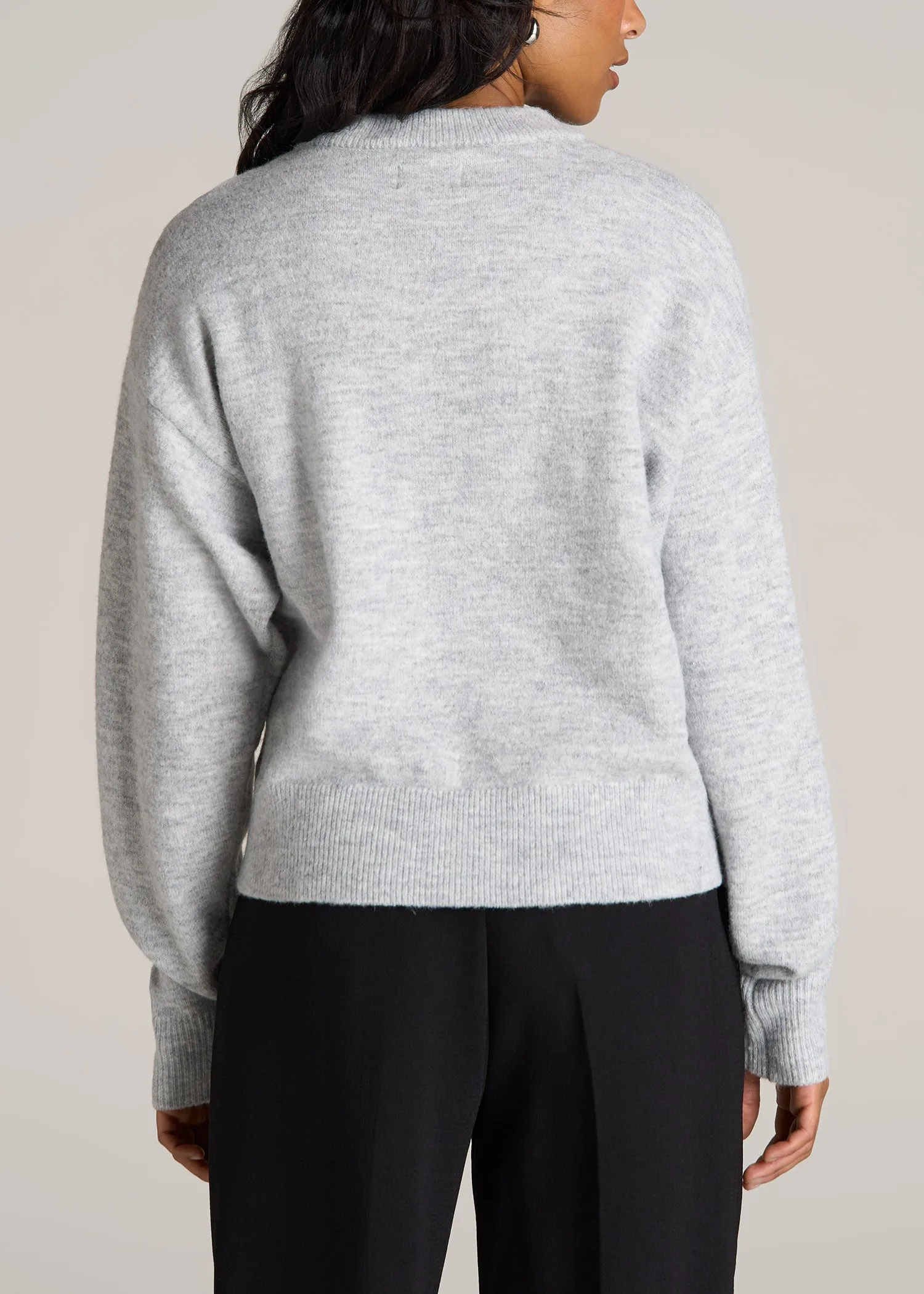 Relaxed Crewneck Wool Blend Sweater for Tall Women in Grey Mix sold by American Tall product image thumbnail 4