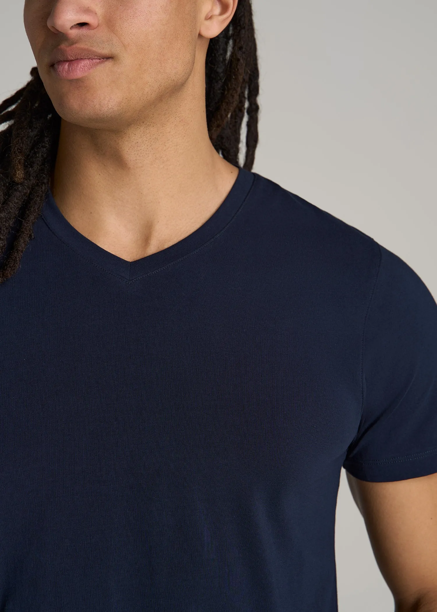 The Essential MODERN-FIT V-Neck Tee for Tall Men in True Navy sold by American Tall product image thumbnail 2