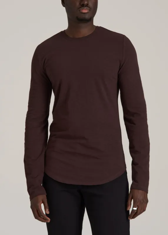 Slub Long Sleeve Scoop Tall Men's Tee in Oxblood sold by American Tall