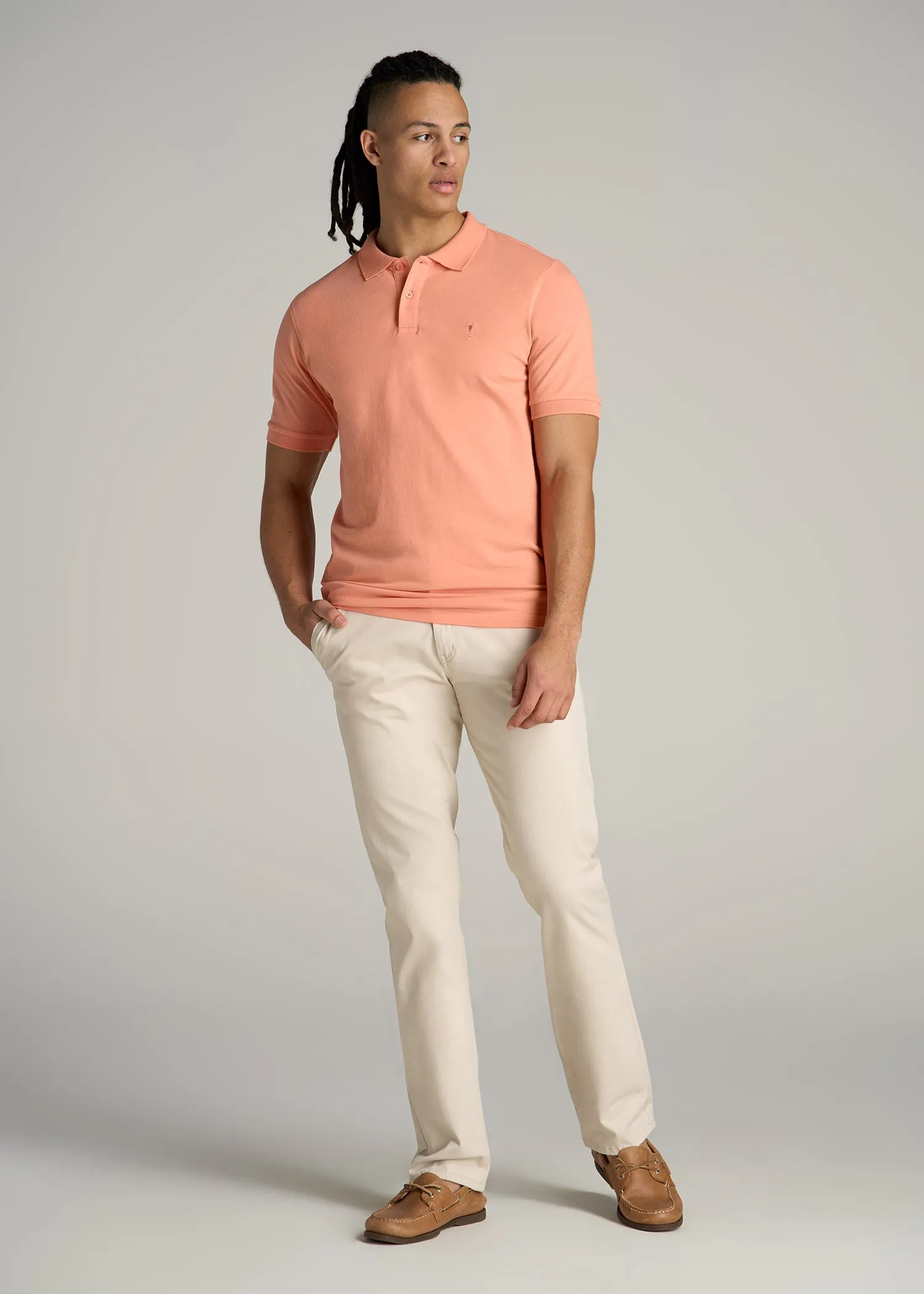 Men's Tall Classic Polo with Embroidered Logo in Apricot Crush sold by American Tall product image thumbnail 4