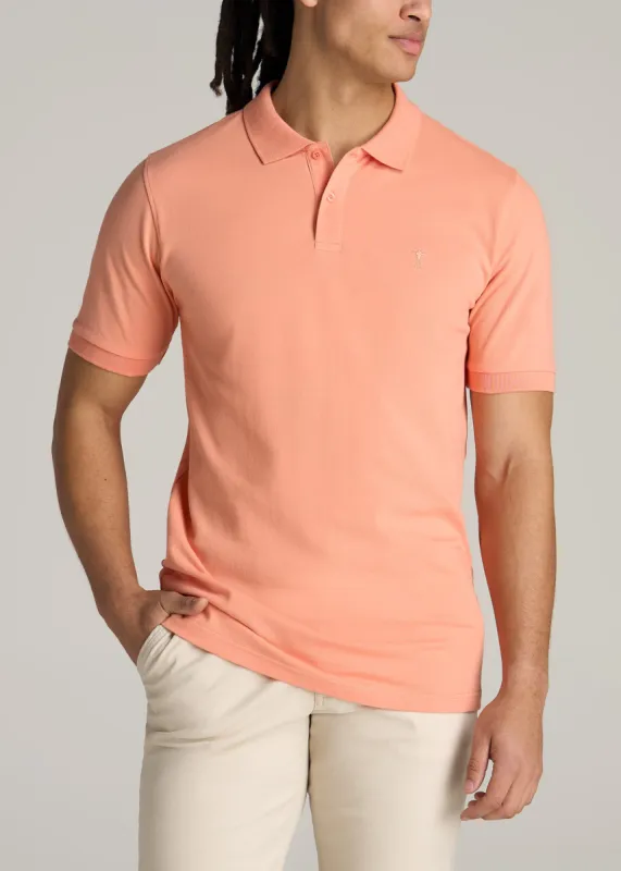 Men's Tall Classic Polo with Embroidered Logo in Apricot Crush sold by American Tall