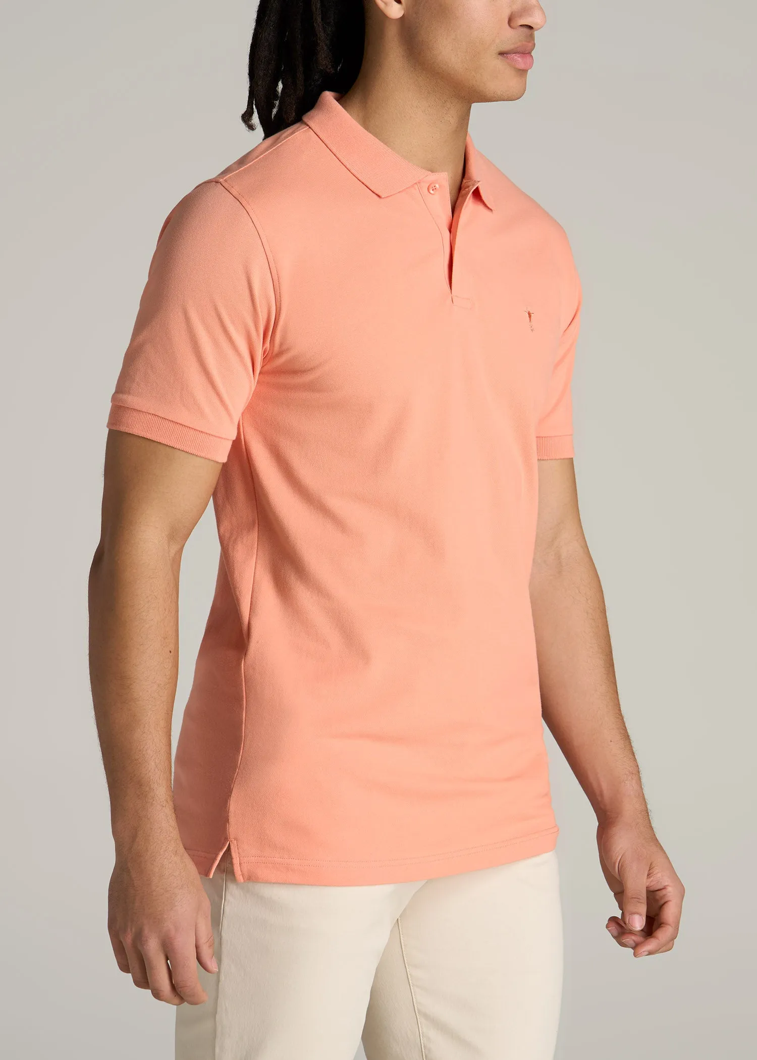 Men's Tall Classic Polo with Embroidered Logo in Apricot Crush sold by American Tall product image thumbnail 3