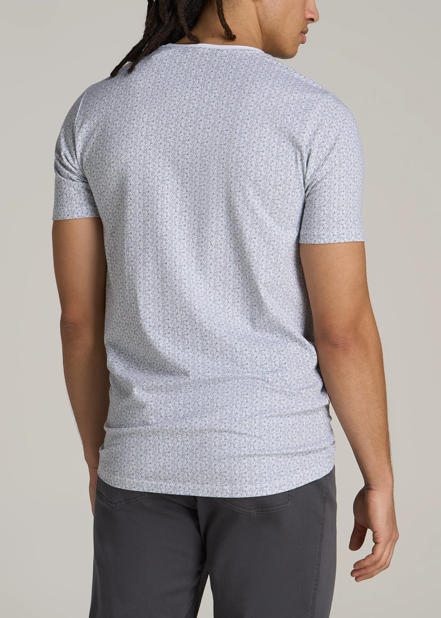Stretch Pima Cotton Printed Tee for Tall Men in White Mini Floral sold by American Tall product image thumbnail 5