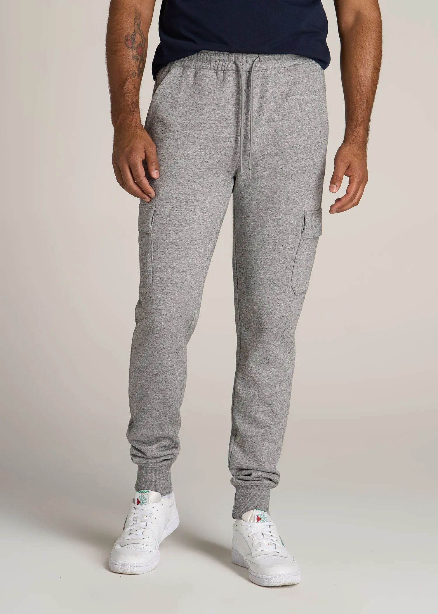 Wearever Fleece Cargo Jogger For Tall Men in Heather Grey sold by American Tall