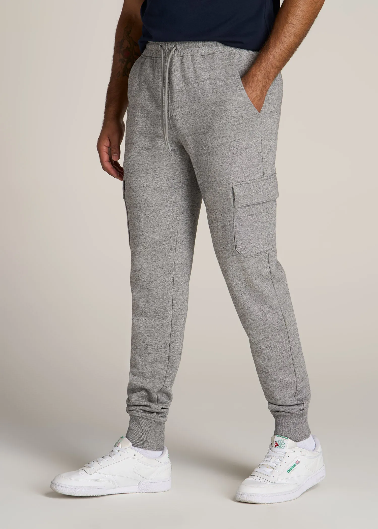 Wearever Fleece Cargo Jogger For Tall Men in Heather Grey sold by American Tall product image thumbnail 3