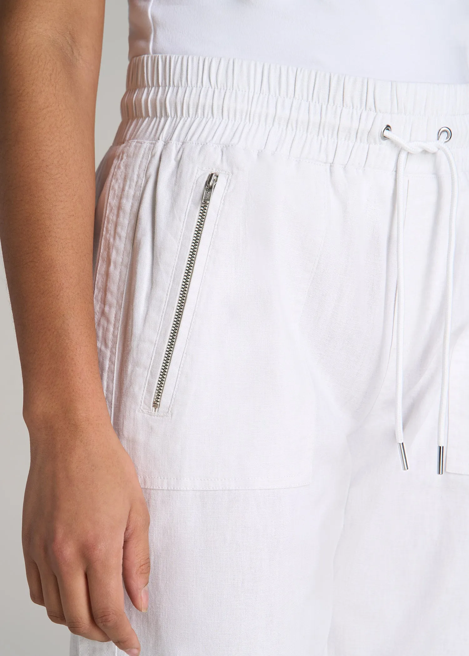Pull-On Linen Joggers for Tall Women in White sold by American Tall product image thumbnail 2