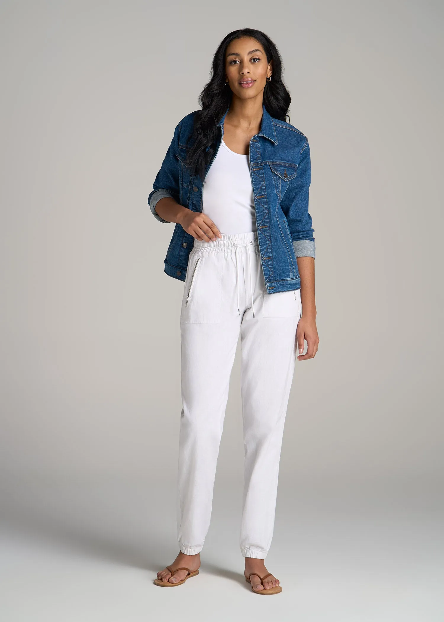 Pull-On Linen Joggers for Tall Women in White sold by American Tall product image thumbnail 4