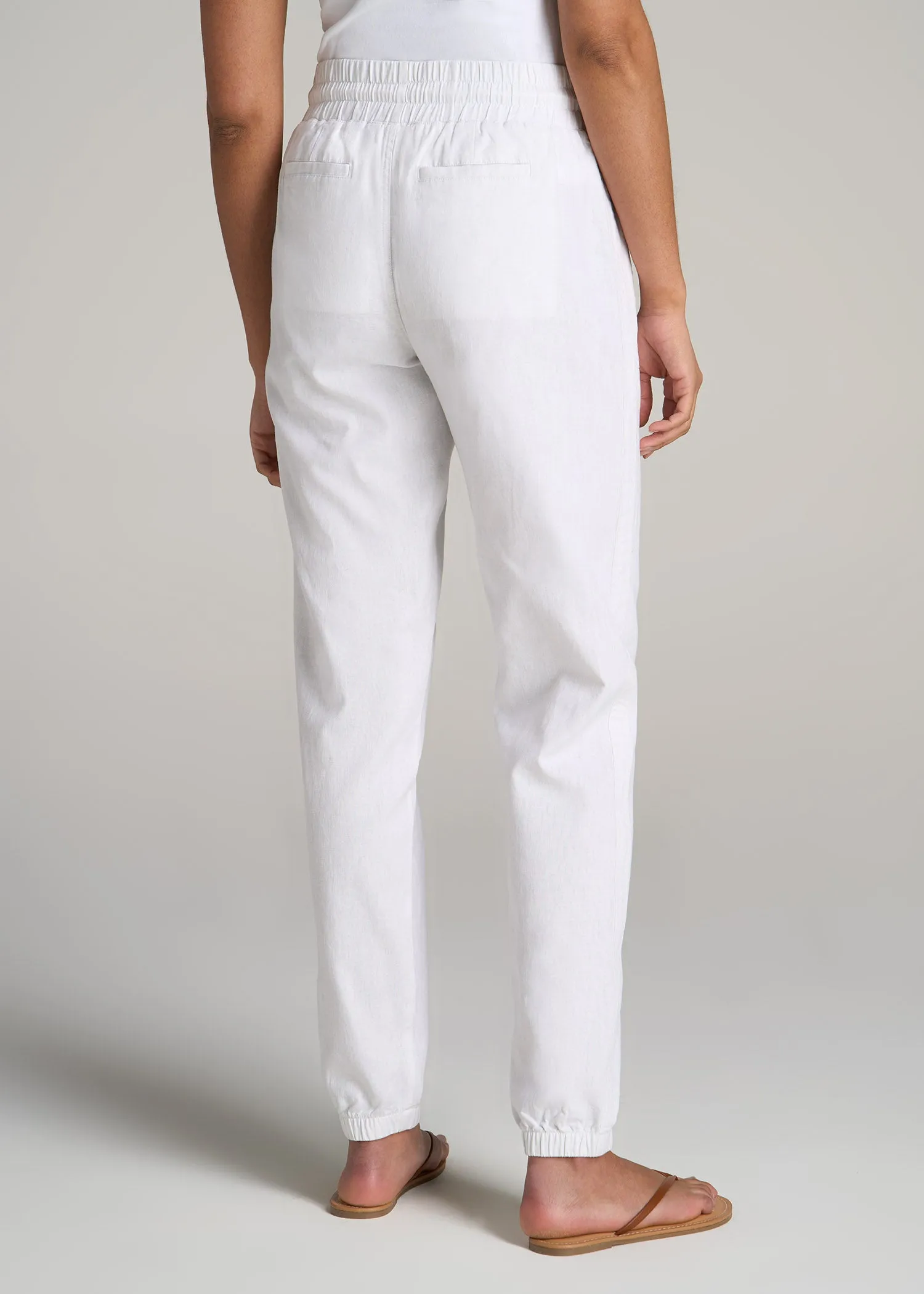 Pull-On Linen Joggers for Tall Women in White sold by American Tall product image thumbnail 5