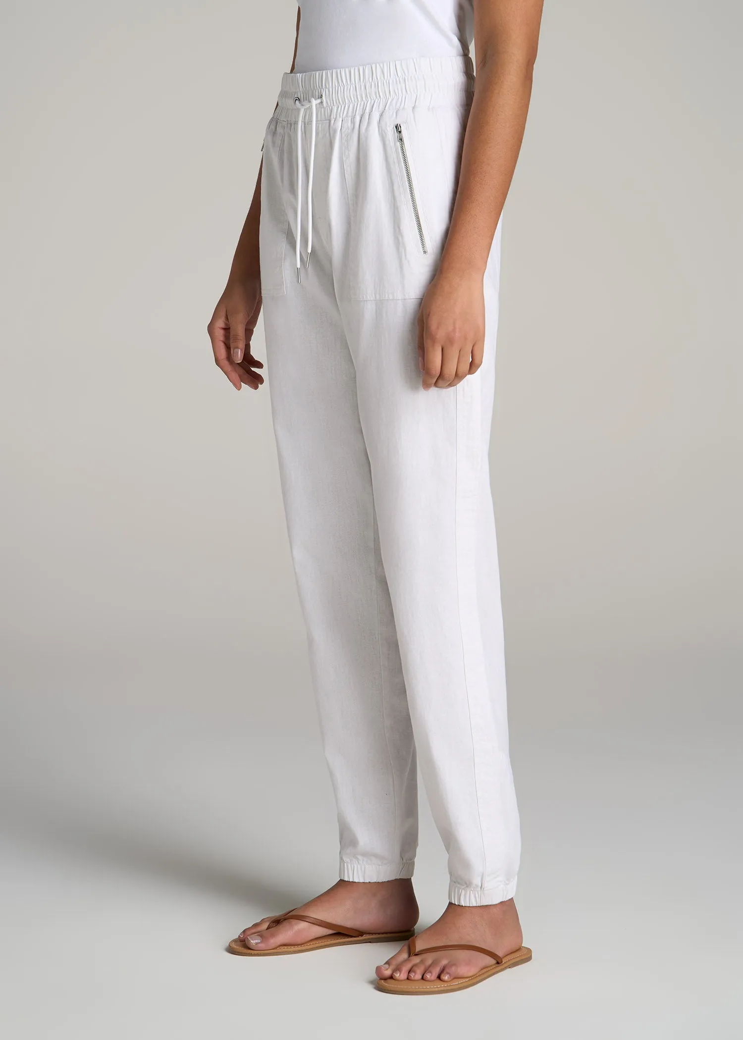 Pull-On Linen Joggers for Tall Women in White sold by American Tall product image thumbnail 3