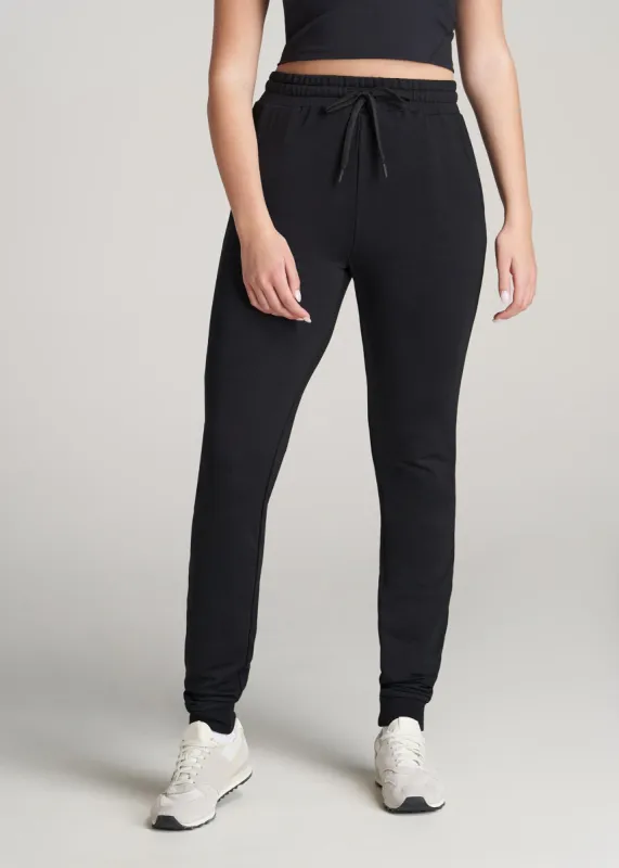 Lightweight French Terry Joggers for Tall Women in Black sold by American Tall