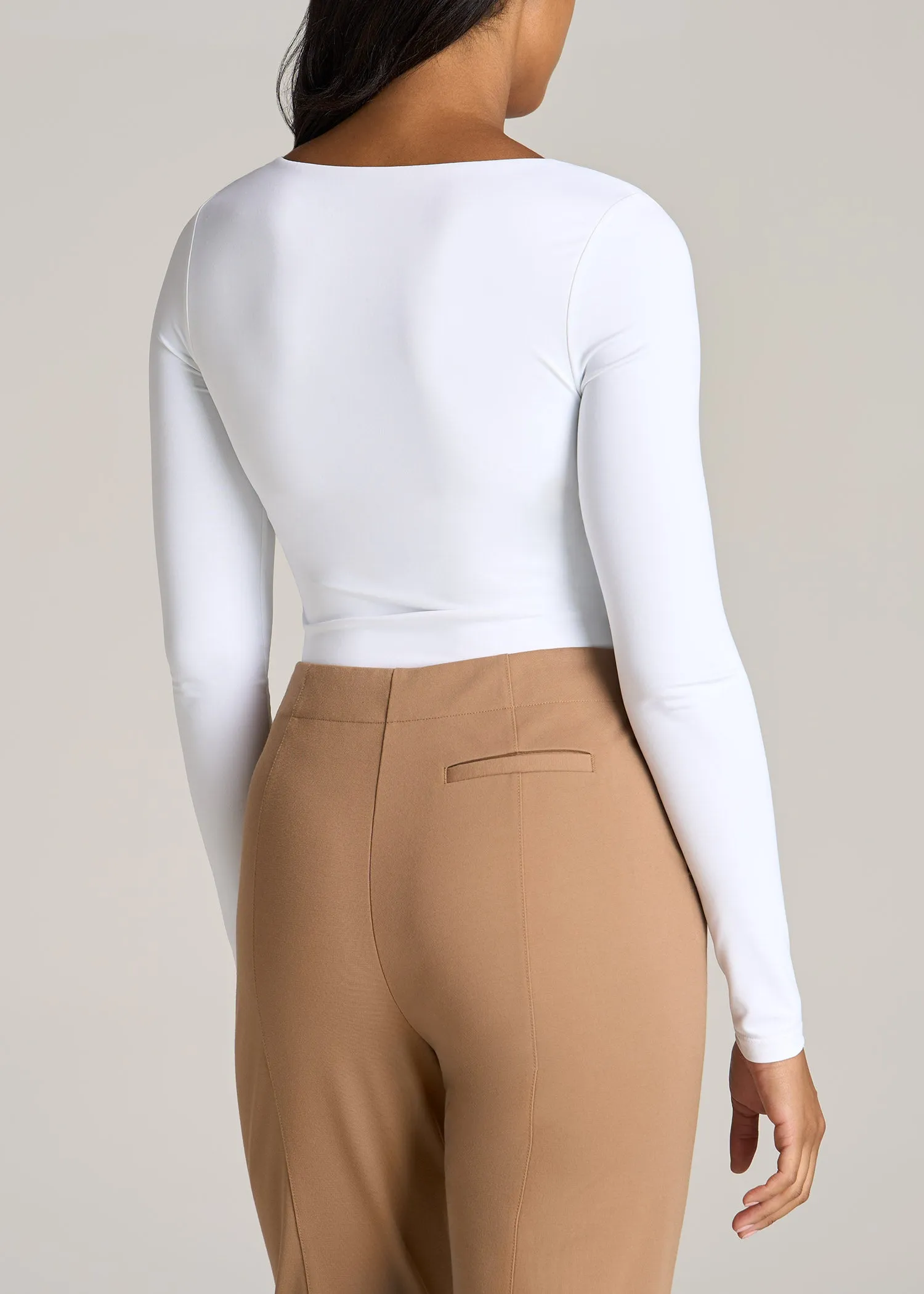 Long Sleeve Square Neck Bodysuit for Tall Women in Bright White sold by American Tall product image thumbnail 4