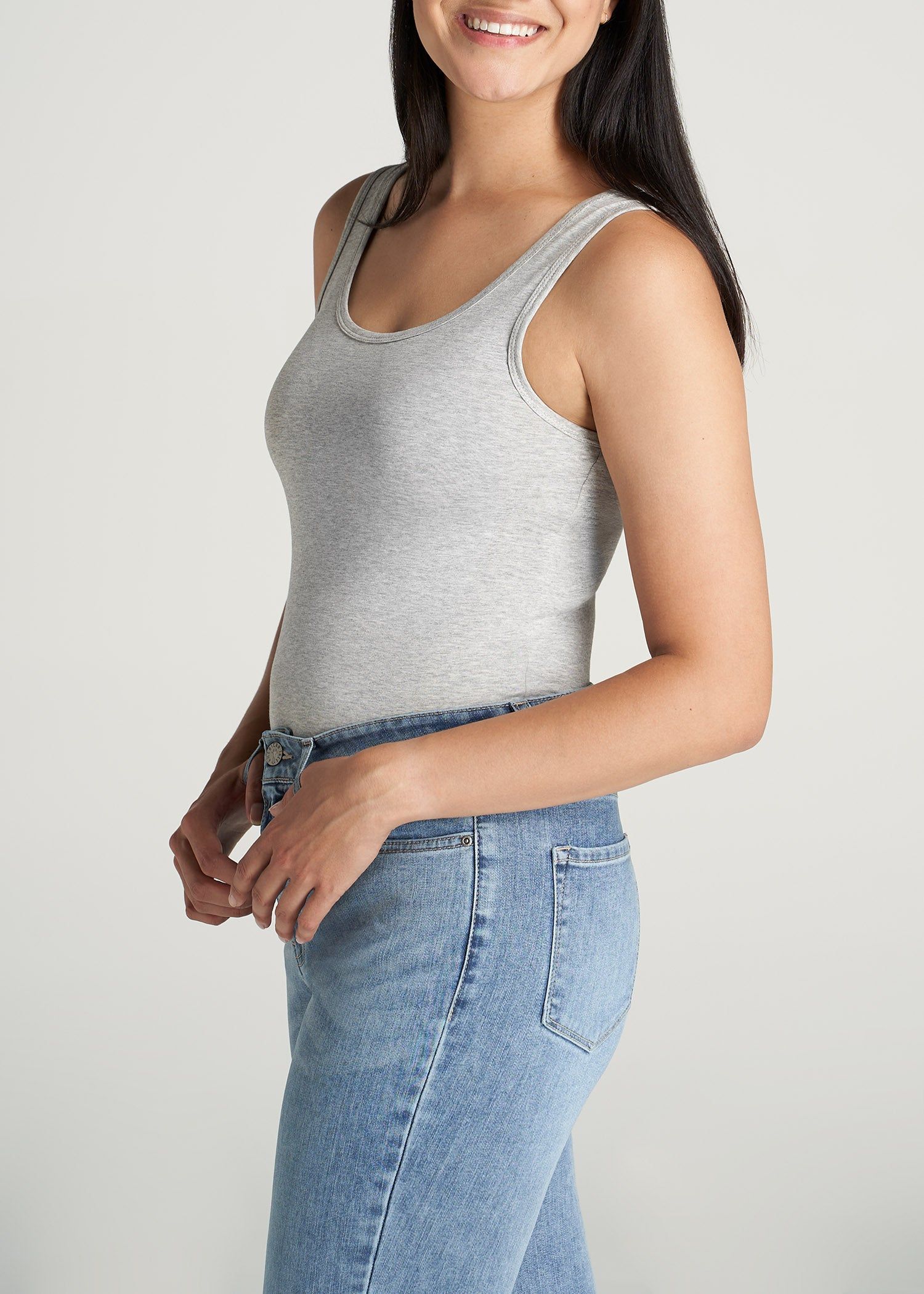 Jersey Tank in Grey Mix - Women's Tall Tank Tops sold by American Tall product image thumbnail 3