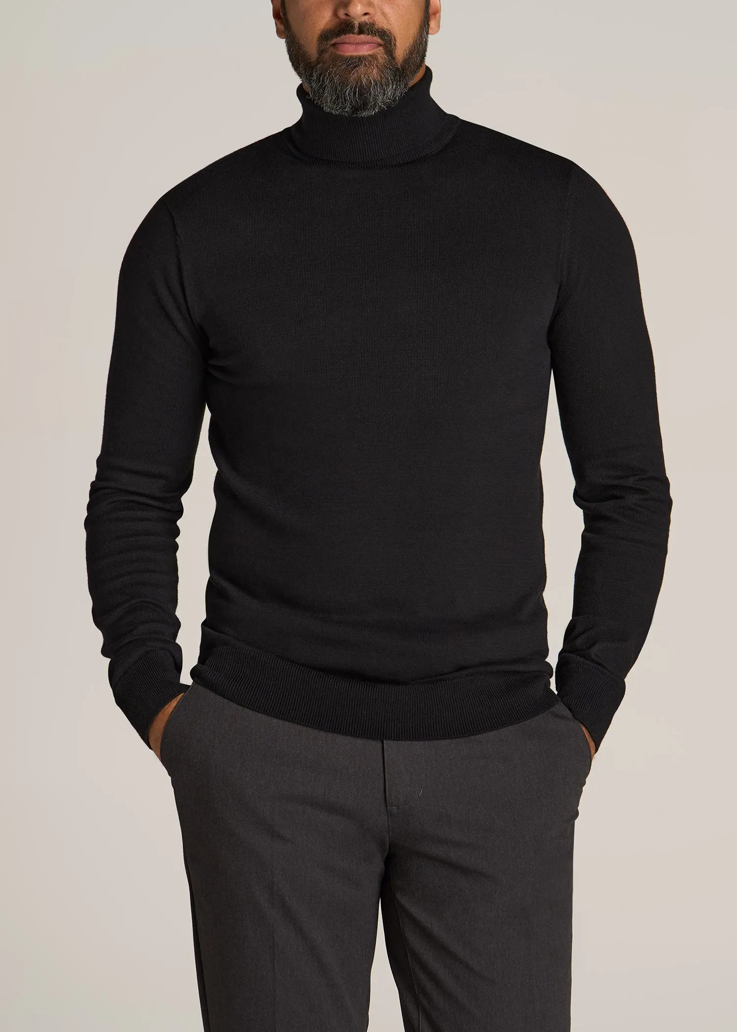 Turtleneck Sweater for Tall Men in Black sold by American Tall