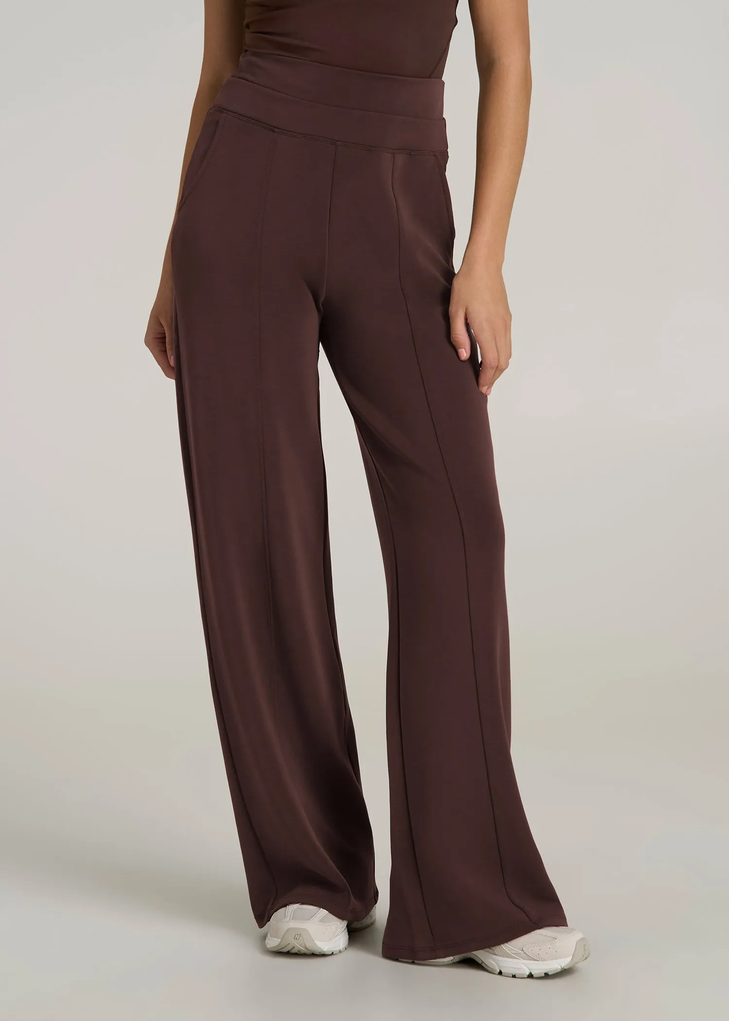 Soft Motion Wide Leg Ultra High Rise Pant for Tall Women in Espresso sold by American Tall