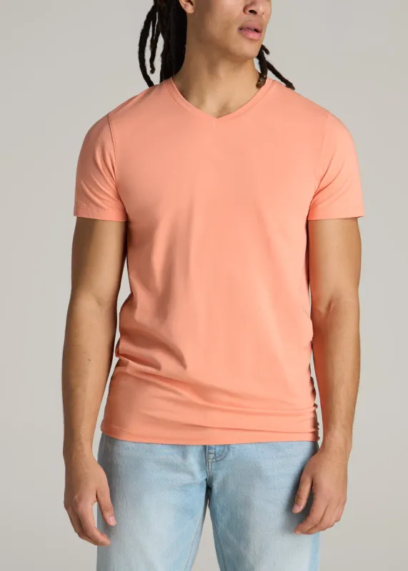 The Essential MODERN-FIT V-Neck Tee for Tall Men in Apricot Crush sold by American Tall