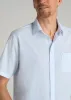 Seersucker Tall Men's Short Sleeve Shirt in Light Blue Stripe sold by American Tall