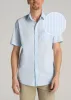 Seersucker Tall Men's Short Sleeve Shirt in Light Blue Stripe sold by American Tall