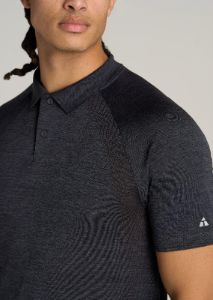 AT Performance: Raglan Men's Tall Polo Shirt in Charcoal Mix sold by American Tall