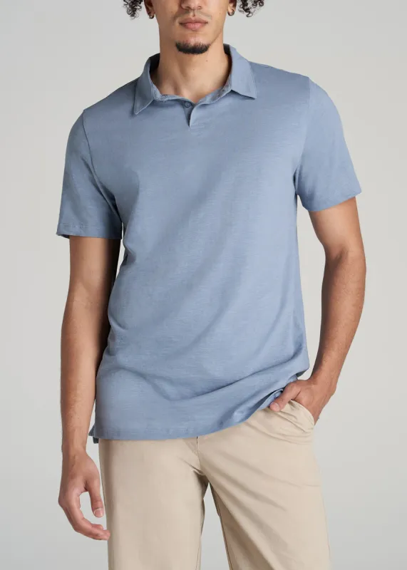 Slub Self Collar Tall Polo Shirt in Chambray sold by American Tall