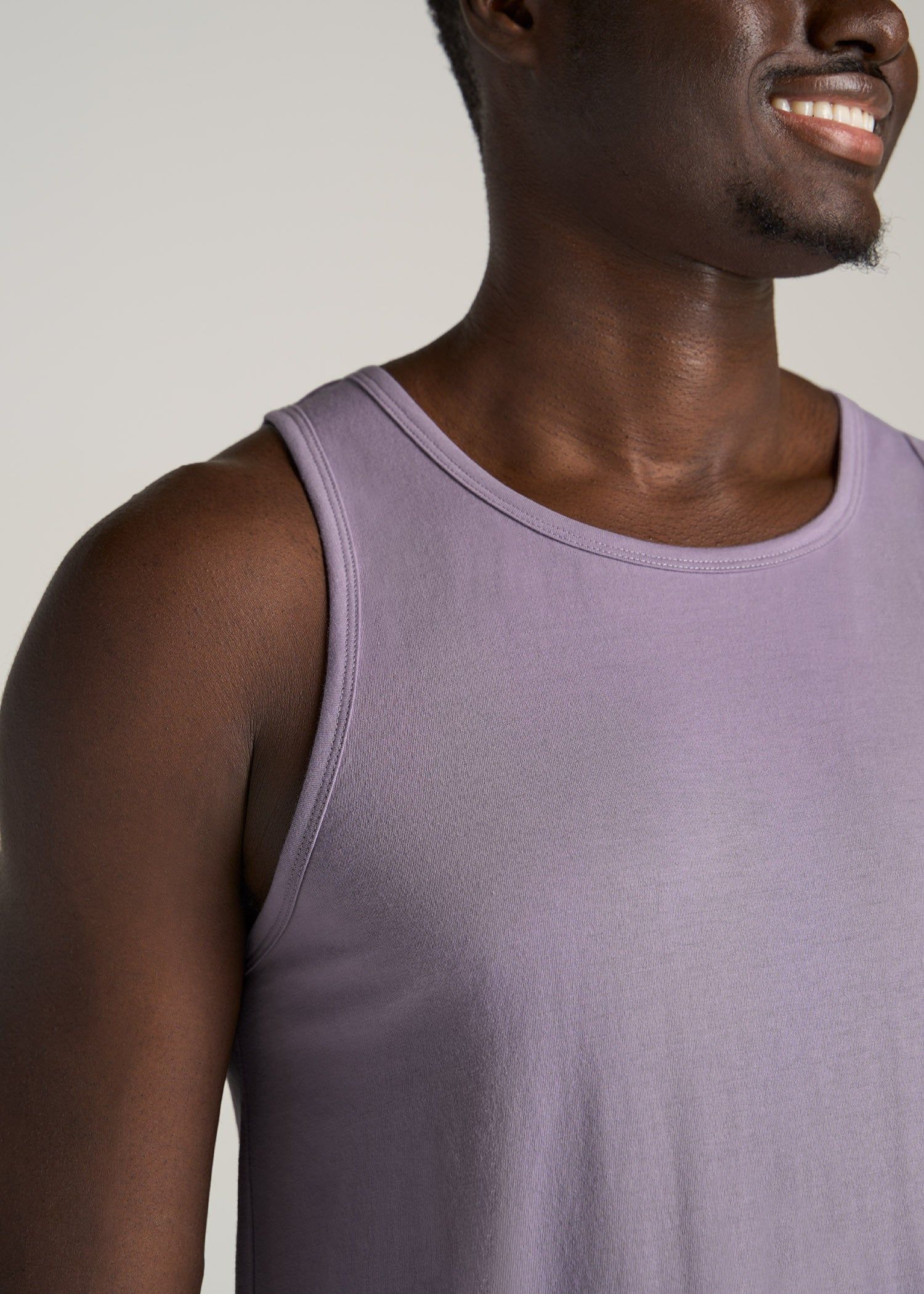 The Essentials: Men's Tall SLIM-FIT Beach Tank Top in Lavender sold by American Tall product image thumbnail 2
