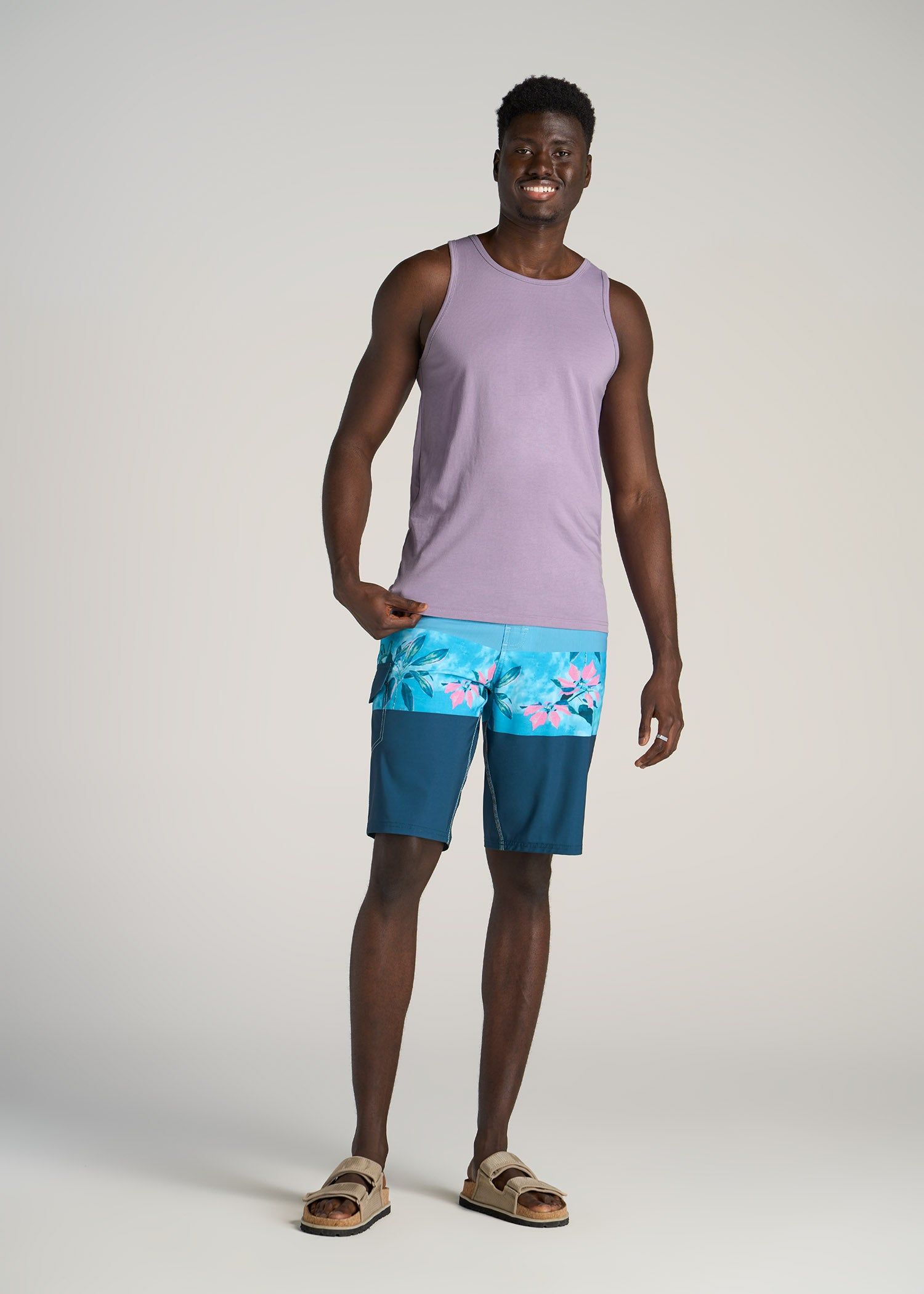 The Essentials: Men's Tall SLIM-FIT Beach Tank Top in Lavender sold by American Tall product image thumbnail 4