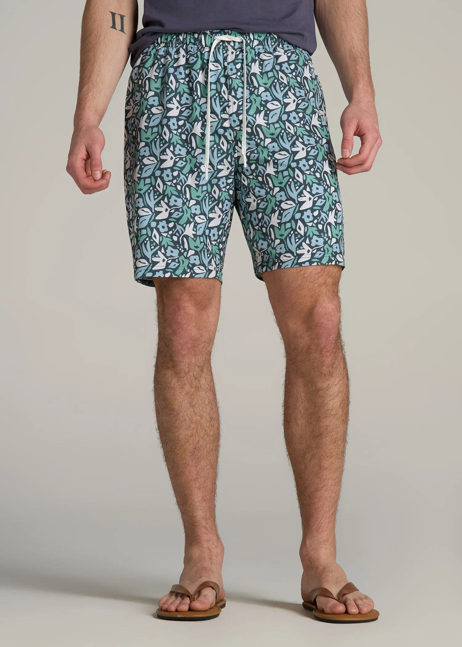 Volley Swim Shorts for Tall Men in Green Floral sold by American Tall