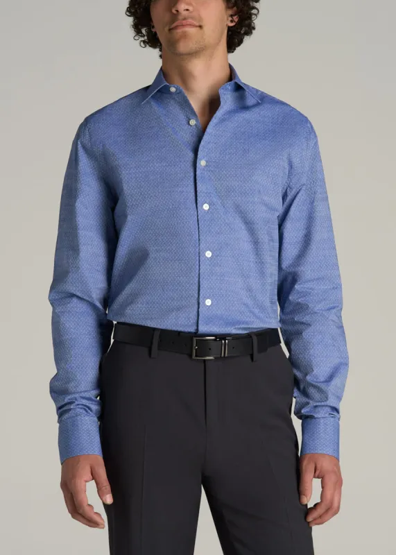 Premium Dress Shirt for Tall Men in Medium Blue Diagonal sold by American Tall