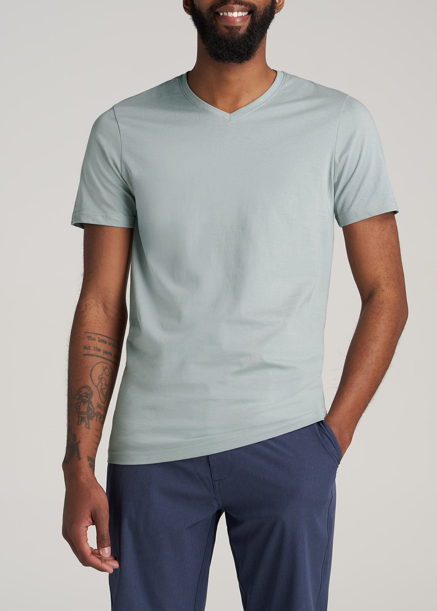The Everyday REGULAR-FIT V-Neck Tall Men's T-Shirt in Quarry Grey sold by American Tall