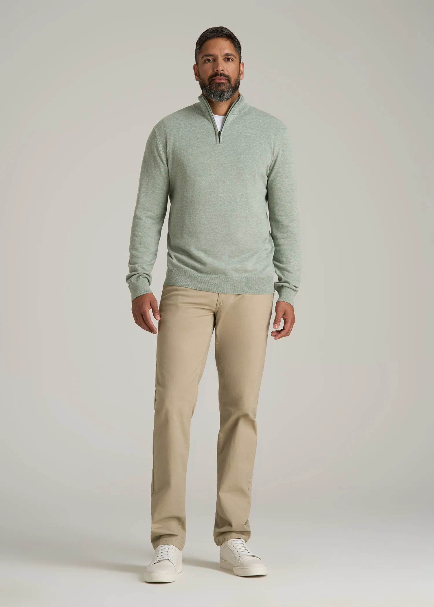 Everyday Quarter-Zip Tall Men's Sweater in Seagrass sold by American Tall product image thumbnail 4