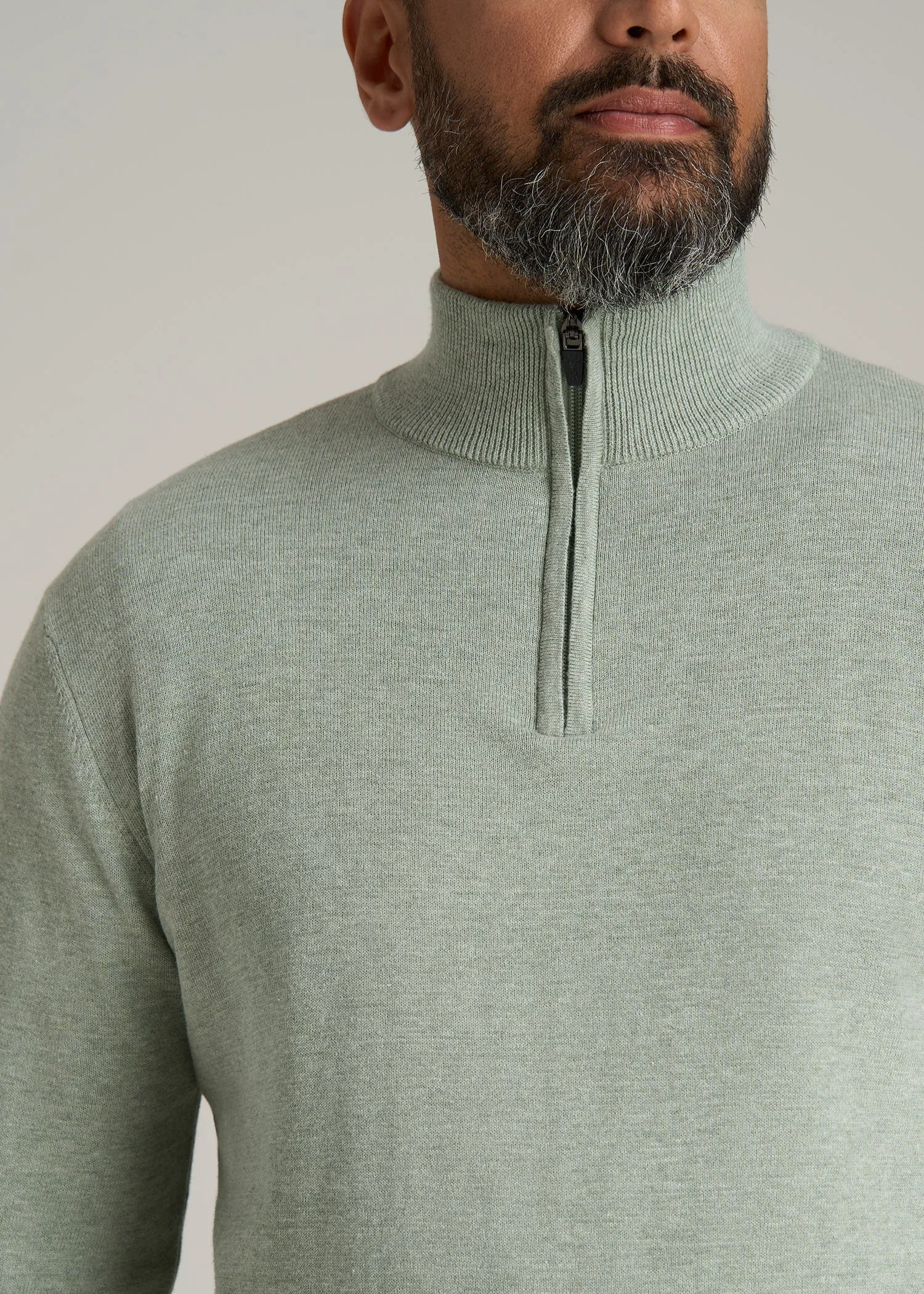 Everyday Quarter-Zip Tall Men's Sweater in Seagrass sold by American Tall product image thumbnail 2