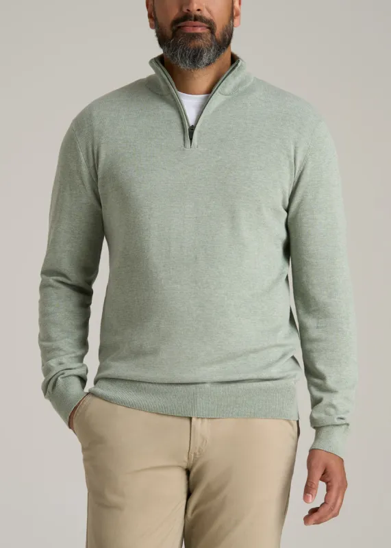 Everyday Quarter-Zip Tall Men's Sweater in Seagrass sold by American Tall