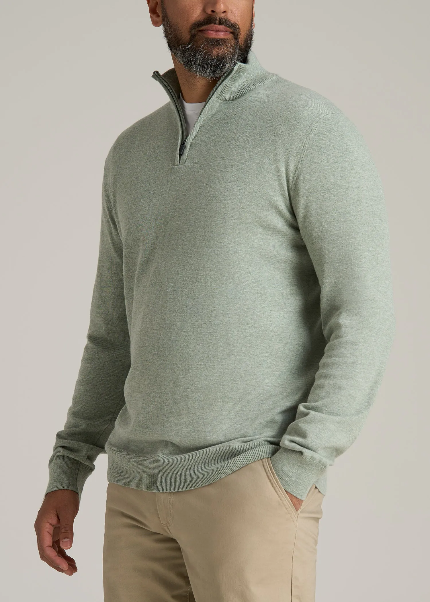 Everyday Quarter-Zip Tall Men's Sweater in Seagrass sold by American Tall product image thumbnail 3