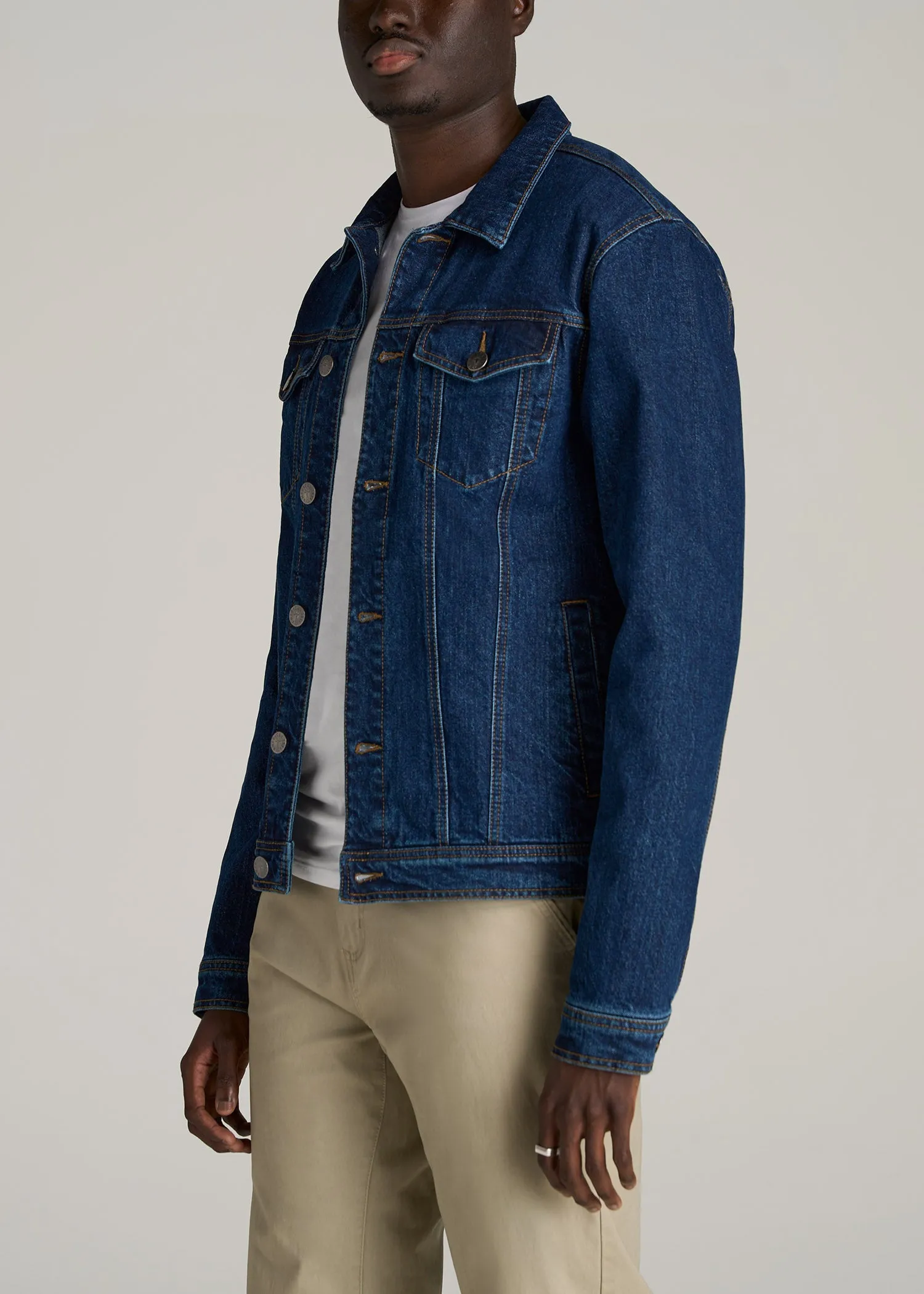 Denim Trucker Jacket for Tall Men in Mid Ocean Blue sold by American Tall product image thumbnail 3