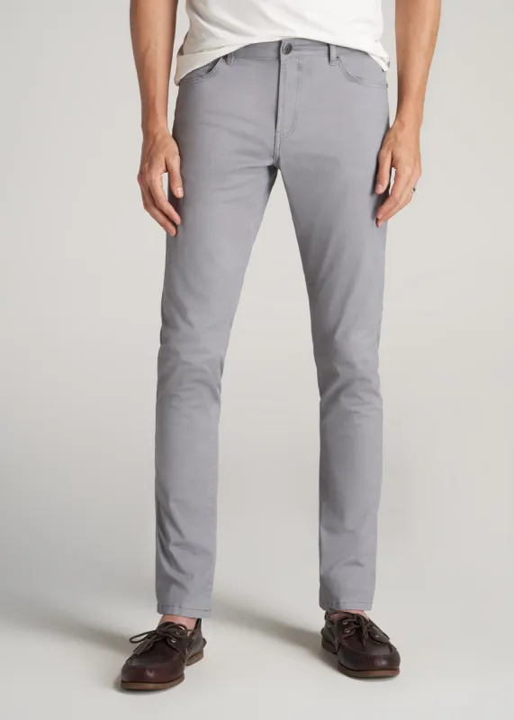 Carman TAPERED Fit Five Pocket Pants for Tall Men in Pebble Grey sold by American Tall