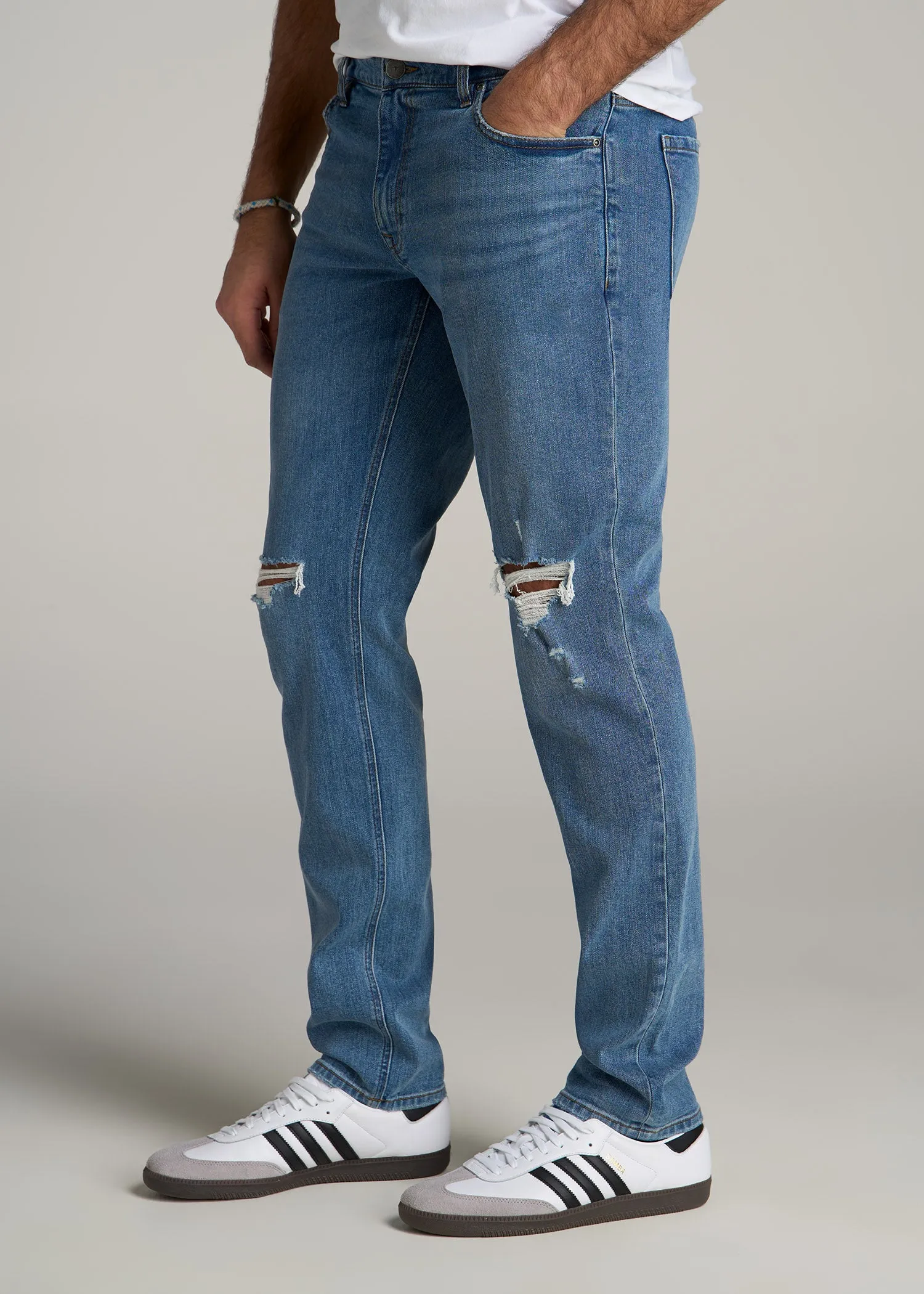 Carman TAPERED Jeans for Tall Men in Distressed Skyline Blue sold by American Tall product image thumbnail 3