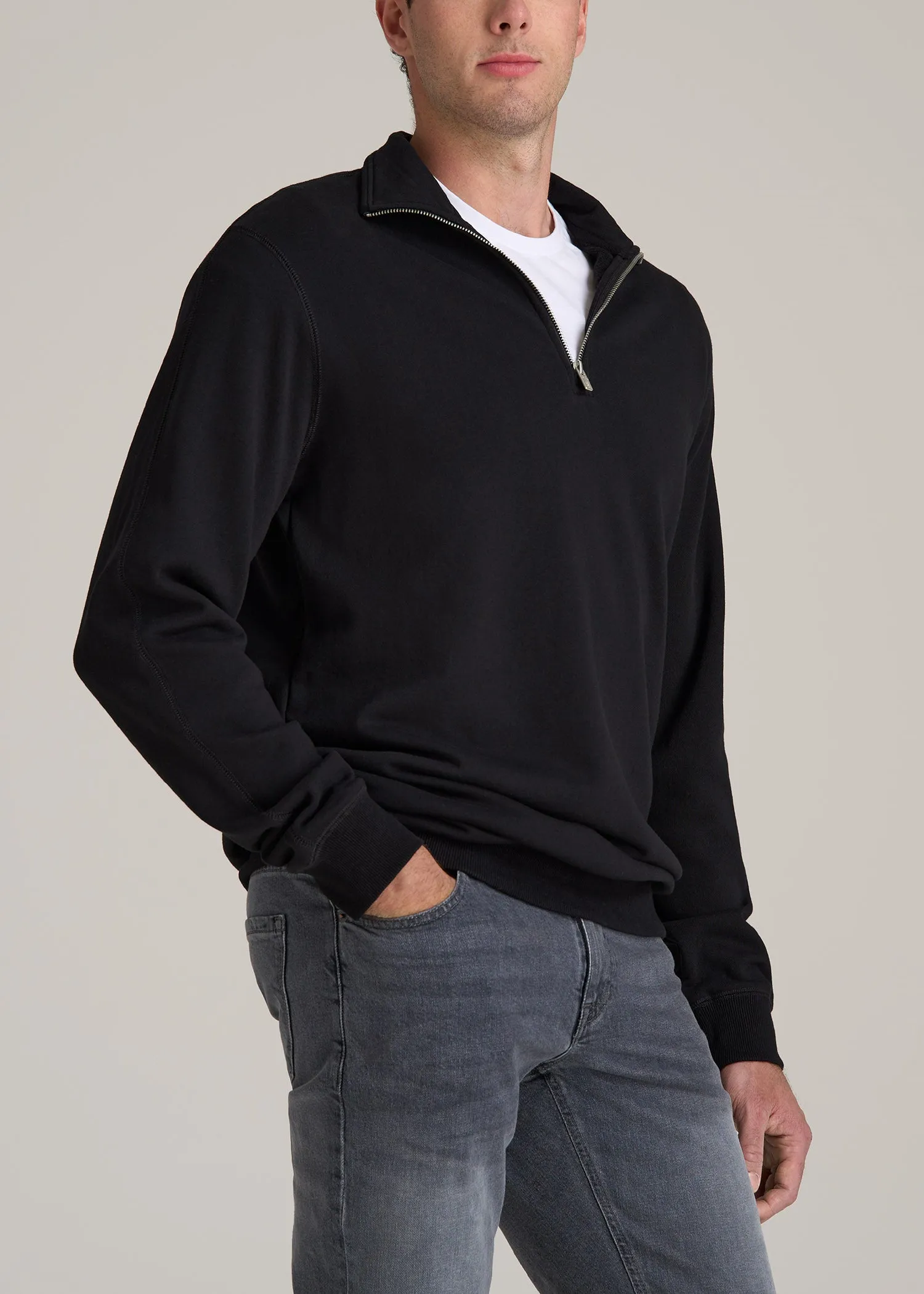 Wearever 2.0 French Terry Quarter-Zip Sweatshirt for Tall Men in Black sold by American Tall product image thumbnail 3