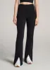 High Rise Split Flare Cotton Leggings for Tall Women in Black sold by American Tall