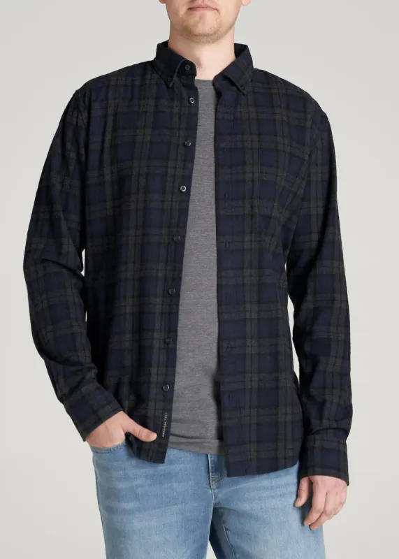 Men's Tall Nelson Button-Up Shirt in Charcoal Melange & Navy sold by American Tall