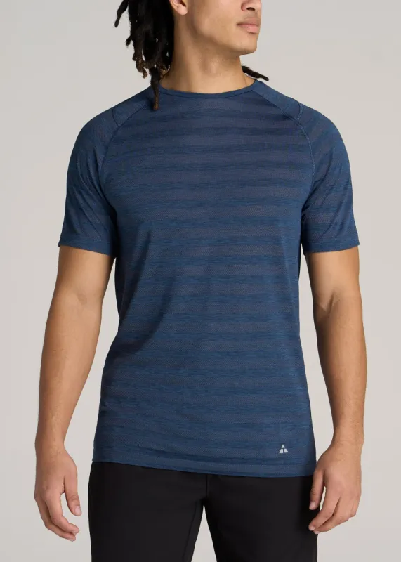 A.T. Performance MODERN-FIT Crewneck Raglan Short Sleeve T-Shirt for Tall Men in Navy Heather sold by American Tall