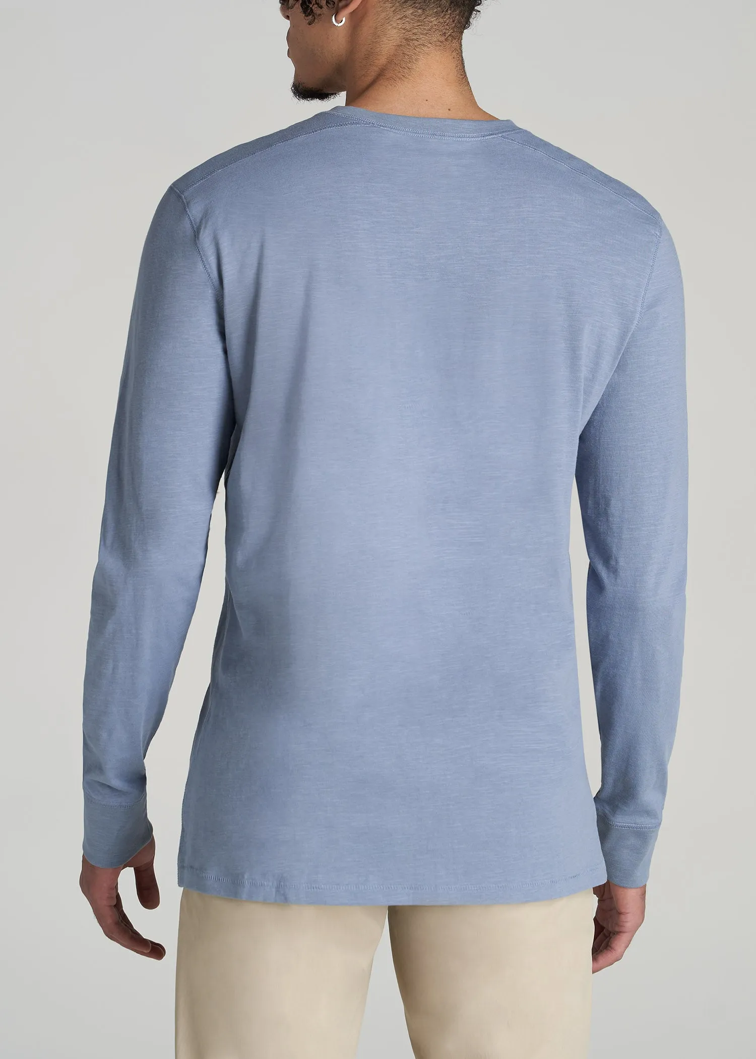 Three-Button Long Sleeve Slub Henley for Tall Men in Chambray sold by American Tall product image thumbnail 5