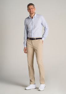 Traveler Stretch Dress Shirt for Tall Men in Blue Geo sold by American Tall
