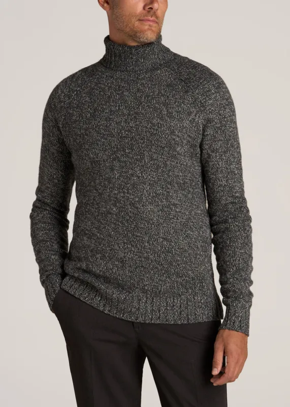 Wool Blend Marled Turtleneck for Tall Men in Charcoal Multi made by American Tall